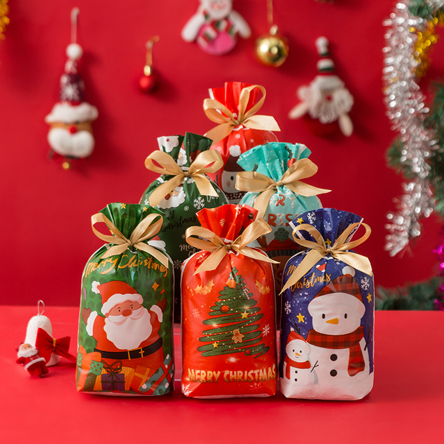 Christmas Drawstring Gift Bag for Cookies Candies Bundle